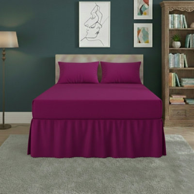 Fitted Valance Bed Sheet Polycotton Mattress Cover And Frill Easy Care Fuchsia from B&Q