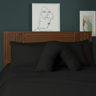 V Shape Pillowcase For Support Maternity Pillows Polycotton Easy Care Black from B&Q