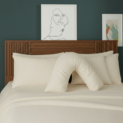 V Shape Pillowcase For Support Maternity Pillows Polycotton Easy Care Cream from B&Q