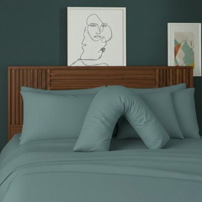 V Shape Pillowcase For Support Maternity Pillows Polycotton Easy Care Duck Egg Blue from B&Q