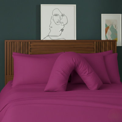 V Shape Pillowcase For Support Maternity Pillows Polycotton Easy Care Fuchsia from B&Q