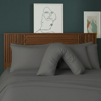 V Shape Pillowcase For Support Maternity Pillows Polycotton Easy Care Grey from B&Q