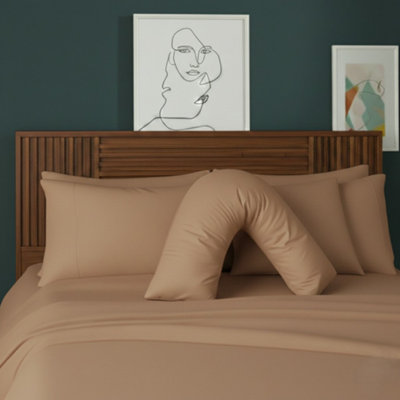 V Shape Pillowcase For Support Maternity Pillows Polycotton Easy Care Beige from B&Q