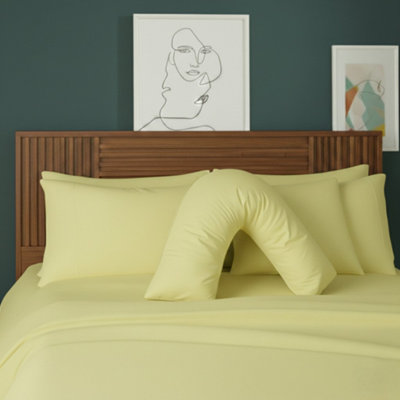 V Shape Pillowcase For Support Maternity Pillows Polycotton Easy Care Lemon from B&Q