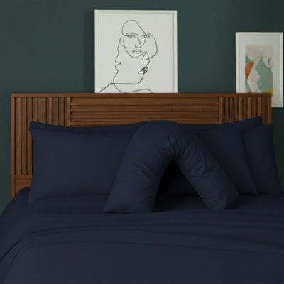 V Shape Pillowcase For Support Maternity Pillows Polycotton Easy Care Navy from B&Q