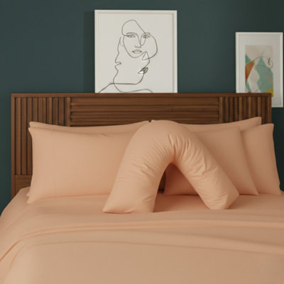 V Shape Pillowcase For Support Maternity Pillows Polycotton Easy Care Peach from B&Q