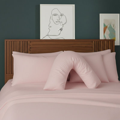 V Shape Pillowcase For Support Maternity Pillows Polycotton Easy Care Pink from B&Q