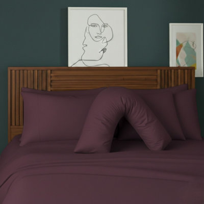 V Shape Pillowcase For Support Maternity Pillows Polycotton Easy Care Plum from B&Q