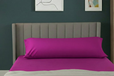 Bolster Support Pillow Pillowcase Plain Dyed Pillow Linen Easy Care FuchsiaDouble 4Ft6 from B&Q