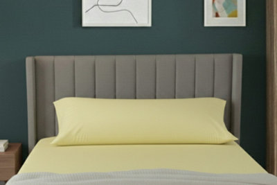 Bolster Support Pillow Pillowcase Plain Dyed Pillow Linen Easy Care LemonDouble 4Ft6 from B&Q