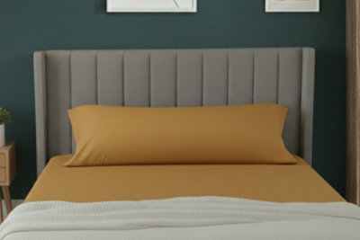 Bolster Support Pillow Pillowcase Plain Dyed Pillow Linen Easy Care MustardDouble 4Ft6 from B&Q