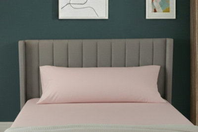 Bolster Support Pillow Pillowcase Plain Dyed Pillow Linen Easy Care PinkDouble 4Ft6 from B&Q