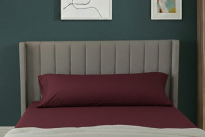 Bolster Support Pillow Pillowcase Plain Dyed Pillow Linen Easy Care WineKing 5Ft from B&Q