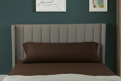 Bolster Support Pillow Pillowcase Plain Dyed Pillow Linen Easy Care BrownSmall Double 4Ft from B&Q