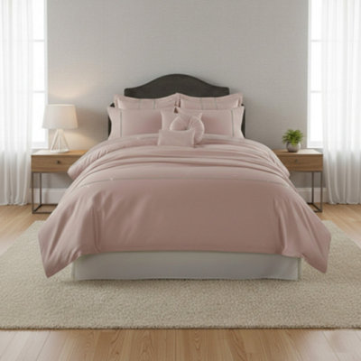 Luxury Embroidered Duvet Cover Set Bedding With Matching Accessories Coral from B&Q