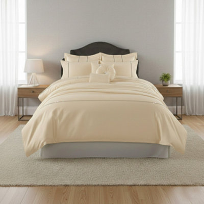 Luxury Embroidered Duvet Cover Set Bedding With Matching Accessories Cream from B&Q