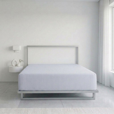 Luxury Satin Stripe T250 Cotton Rich Soft Extra Deep 30Cm Fitted Sheet White from B&Q