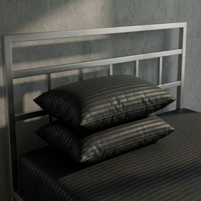 Luxury 250Tc Housewife Satin Stripe Pillowcase Pair Soft Touch Black from B&Q