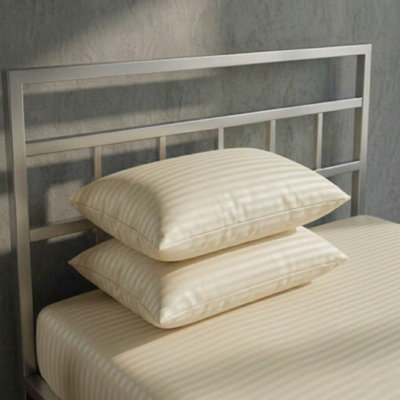 Luxury 250Tc Housewife Satin Stripe Pillowcase Pair Soft Touch Cream from B&Q
