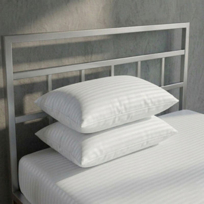Luxury 250Tc Housewife Satin Stripe Pillowcase Pair Soft Touch White from B&Q