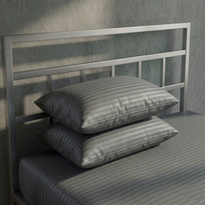 Luxury 250Tc Housewife Satin Stripe Pillowcase Pair Soft Touch Grey from B&Q