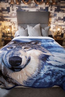Wolves Print Fleece Blanket Animal ThrowSoft Warm Cosy Blanket Throw Multi from B&Q