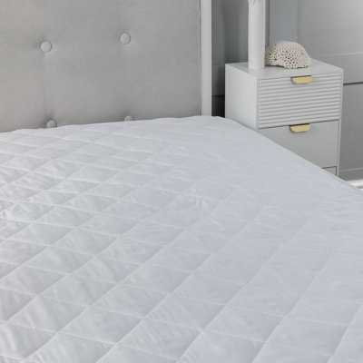12Inch Deep Waterproof Quilted Mattress Protector Microfibre Soft Touch Fitted Sheet from B&Q