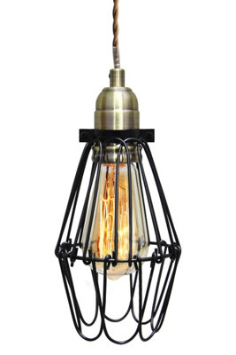 Long Life Lamps Company Vintage Industrial Hanging Bird Cage Pendant Light Antique Brass Opening And Closing Fitting With 40W E27 Birdcage from B&Q