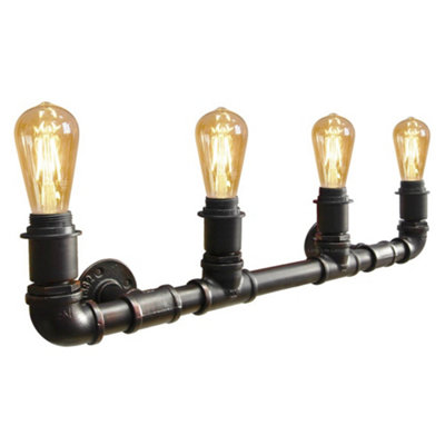 Long Life Lamps Company Vintage Industrial Steampunk Rustic Waterpipe Wall Light M0038 from B&Q