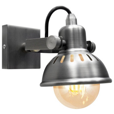 Long Life Lamps Company Vintage Wall Light Dark Grey Pewter Finish Adjustable Swivel Spot Wall Light M004 from B&Q
