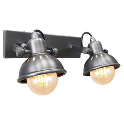 Long Life Lamps Company Vintage Twin Wall Pewter Finish Adjustable Swivel Spot Wall M005 Light/Dark/Grey