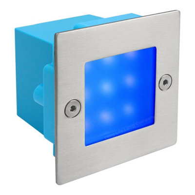 B&Q -  Mini Led Blue Brick Light Outdoor Step Wall Light 70mm Square Ip54 Zlc060B