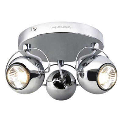 Long Life Lamps Company Chrome 3 Way Adjustable Eyeball Ceiling Spotlight Gu10 from B&Q