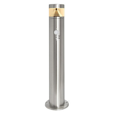 Long Life Lamps Company Pir Led Bollard Garden Lamp Post Stainless Steel Outdoor Pir Ground Light Warm White from B&Q