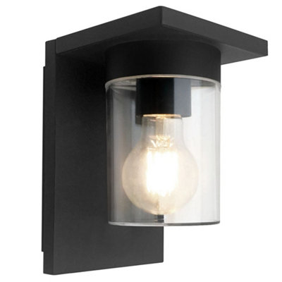 Long Life Lamps Company Outdoor Wall Light Lantern Black Clear Lamp Shade Zlc385 With 4W Led Warm White from B&Q