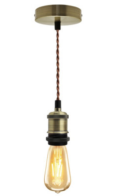 Long Life Lamps Company Industrial Vintage Brass Ceiling Pendant Lamp Holder E27 Fitting M0010Ab from B&Q