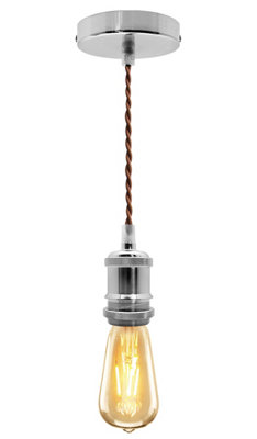 Long Life Lamps Company Industrial Vintage Ceiling Pendant Lamp Holder Chrome E27 Fitting M0011Ch from B&Q