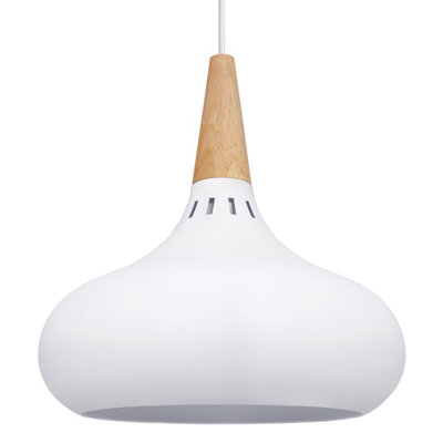Long Life Lamps Company Metal Vintage White Ceiling Pendant Light Wood Fitting M0106 from B&Q