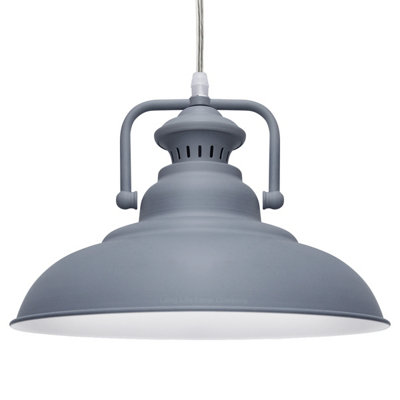 Long Life Lamps Company Industrial Vintage Ceiling Pendant Light Shade Grey Metal Lamp Shade M0113 from B&Q