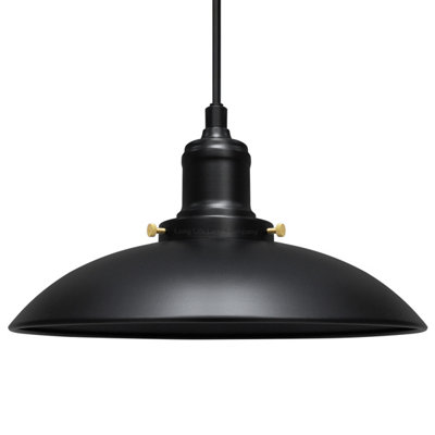 Long Life Lamps Company Industrial Vintage Ceiling Pendant Light Black Metal Lampshade M0132 from B&Q