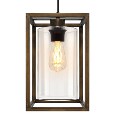 Long Life Lamps Company Vintage Antique Brass Box Lantern Ceiling Pendant Light M0155 from B&Q