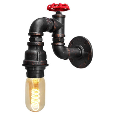 Long Life Lamps Company Industrial Vintage Water Pipe Wall Lamp M0162 from B&Q