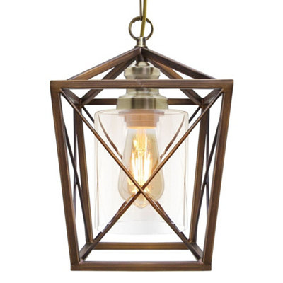 Long Life Lamps Company Vintage Antique Brass Lantern Ceiling Pendant Light M0200 from B&Q