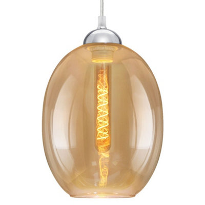 Long Life Lamps Company Modern Vintage Oval Glass Ceiling Pendant Light M0196 from B&Q