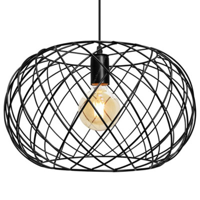 Long Life Lamps Company Black Metal Industrial Ceiling Wire Cage Globe Pendant Light M0183 With 4W G95 Led from B&Q