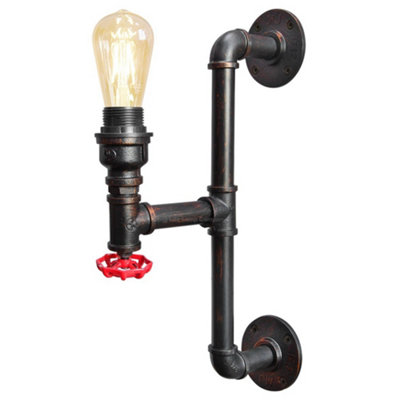 Long Life Lamps Company Retro Vintage Industrial Water Pipe Wall Light M0187P from B&Q