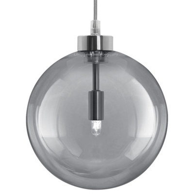 Long Life Lamps Company Modern Vintage Ceiling Smoked Grey Globe Pendant Light M0211 from B&Q