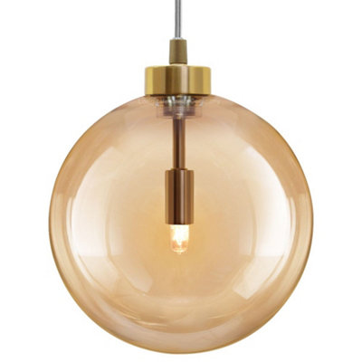 Long Life Lamps Company Modern Vintage Ceiling Smoked Gold Globe Pendant Light M0212 from B&Q