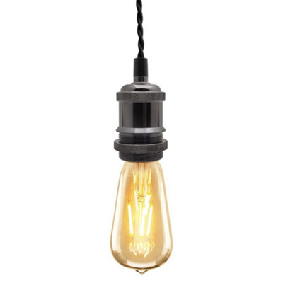 Long Life Lamps Company Industrial Vintage Ceiling Pendant Lamp Holder Black Nickel E27 Fitting M0219 from B&Q