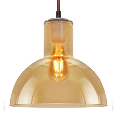 Long Life Lamps Company Modern Vintage Ceiling Gold Glass Pendant Lamp M0223 from B&Q